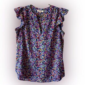 Multicolor Ruffle Sleeve Blouse